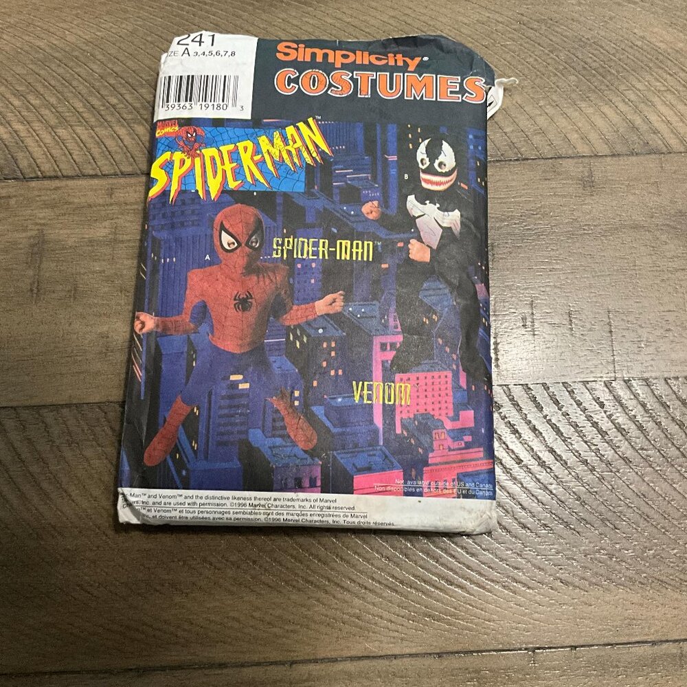 Simplicity 7241 0686 Sewing Pattern Spider-Man Venom Super Hero Comic-Con
